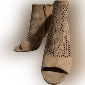 Peep -Toe Stiletto Suede Stiletto Boot by Audrey Brooke